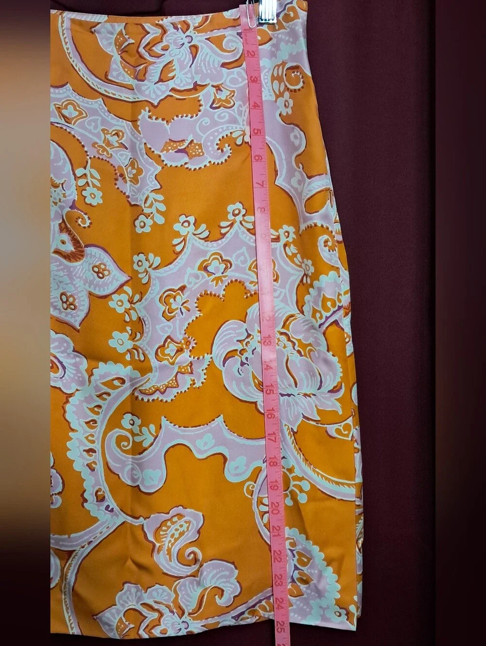 Ann Taylor 100% Silk Sz. 6 Orange and Pink Skirt - Picture 7 of 14